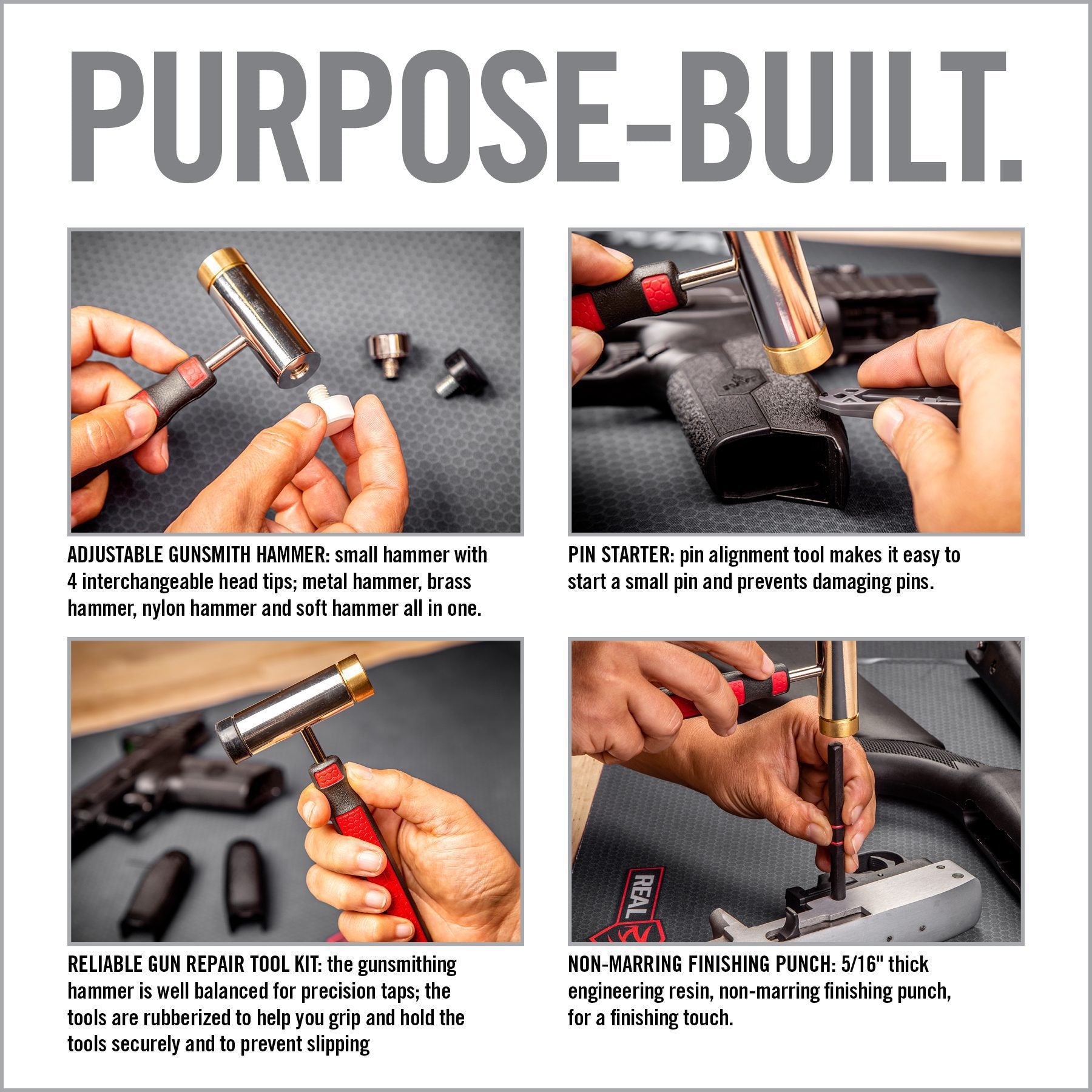 Real Avid Smart Bench Block With Brass Punch Set & Hammer : Precision Firearm Maintenance Tool