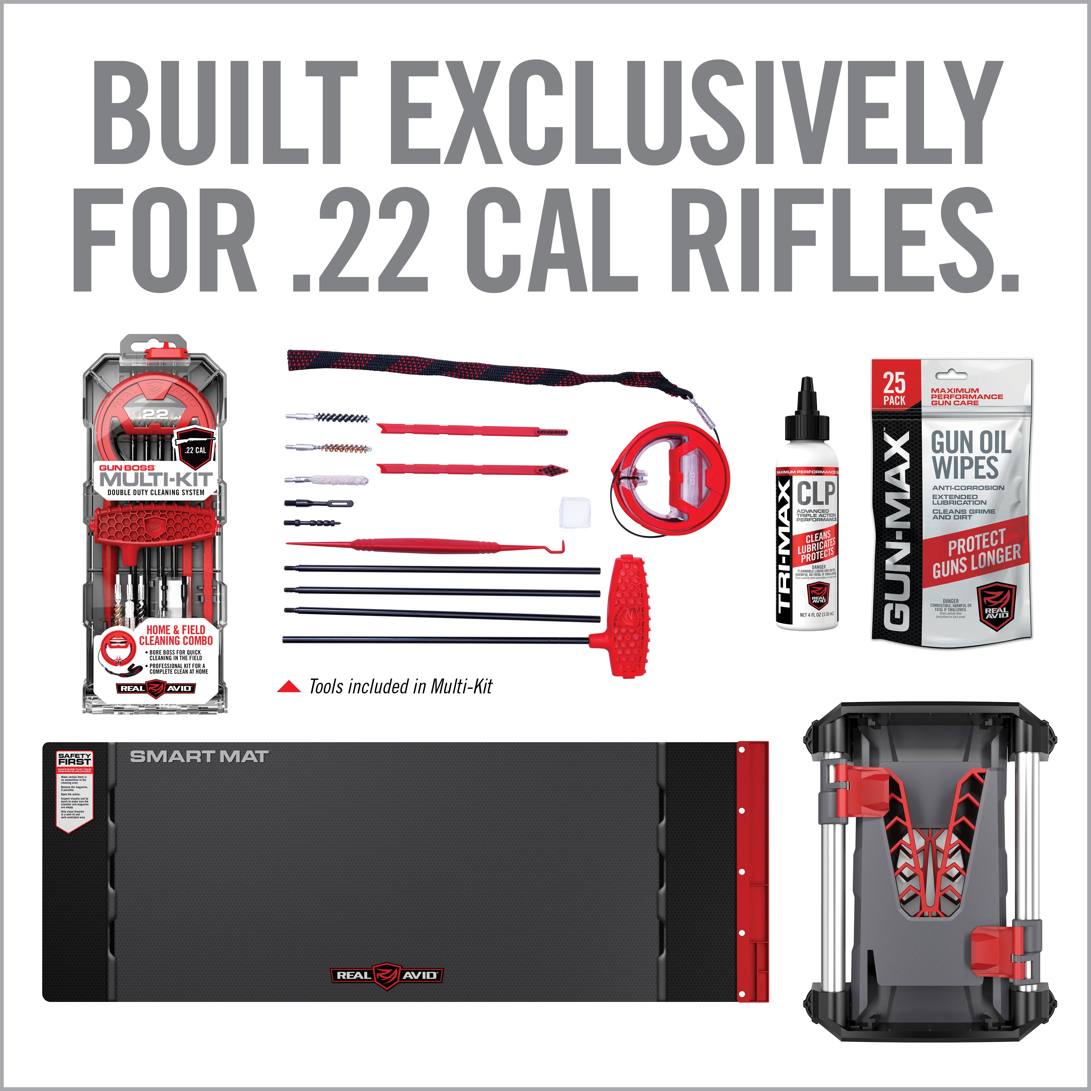 Run & Gun Arm & オートキングキャフ S セット Gun Boss® Multi-Kit .22 cal Rifle Cleaning Pack – Real Avid