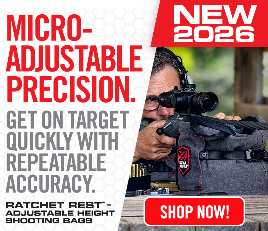 MICRO-ADJUSTABLE PRECISION.GET ON TARGET QUICKLY WITH REPEATABLE ACCURACY.RATCHET REST™-ADJUSTABLE HEIGHTSHOOTING BAGSNEW2026 SHOP NOW!