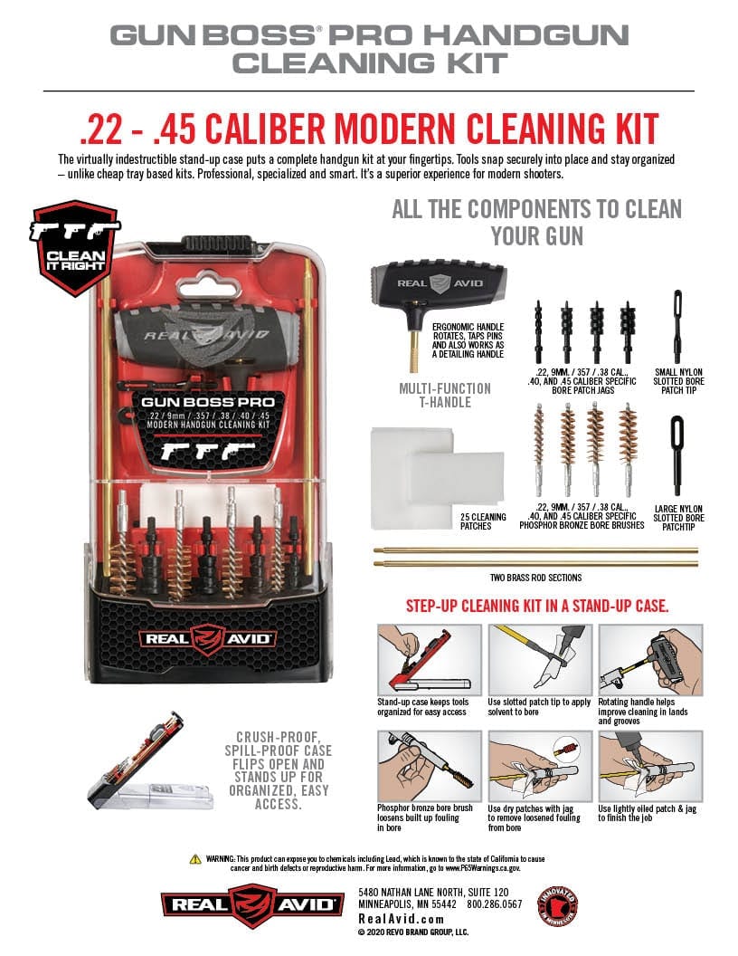 Gun Boss® Pro – Handgun Cleaning Kit – REAL AVID®